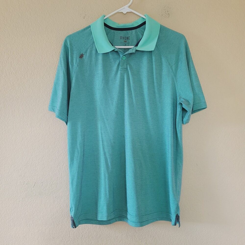 Rhone Polo Shirt Mens Medium Green Delta Pique Golf Performance Stretch Solid
